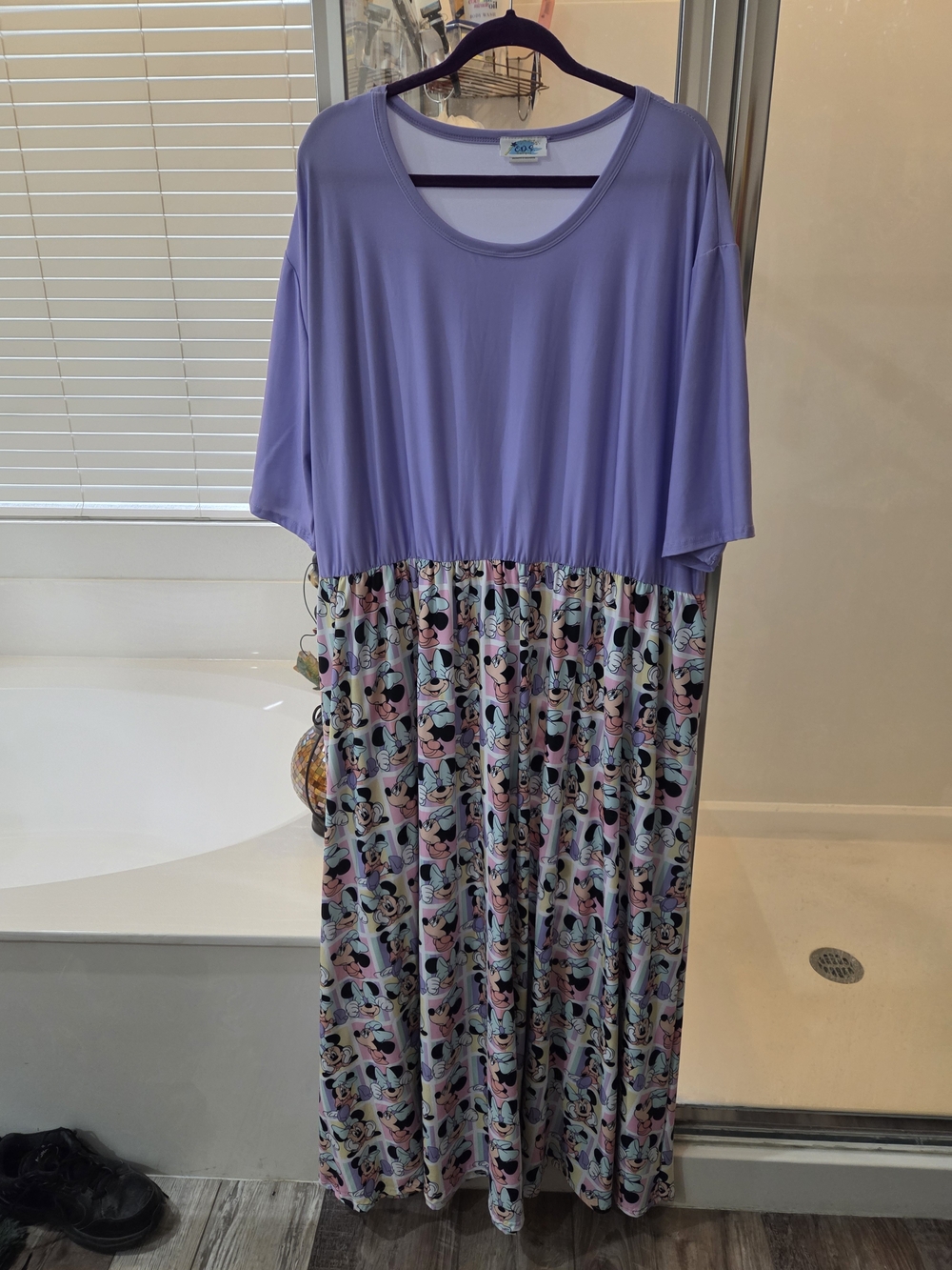 Disneu Lavender Minnie Mouse Print Maxi Dress - Women's Casual
